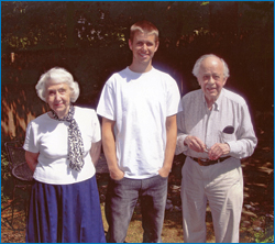 A very elated Janie and her husband Eric welcome their grandson Toby for a visit.