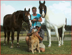 Liz & Gerry Dietrich, Dee-Dee their dog, and Playboy and Blaze.
