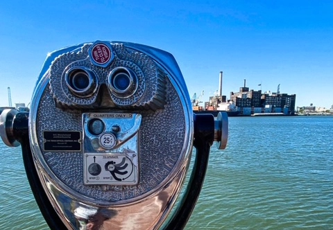 Viewfinder looking at a city