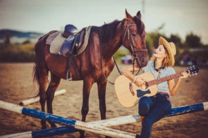 Horse listening to music