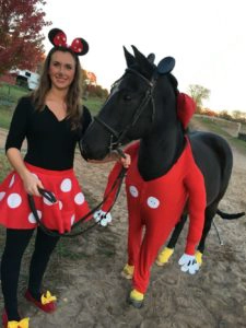 Horse and rider dressed like minnie and mickey mouse