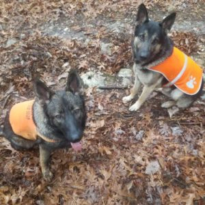 Kuger in an orange vest with his friend