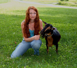 Tricia with Lucy, her best milker!