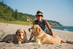 Max enjoying a little fun in the sun with Debbie and his sister, Sally Ann!