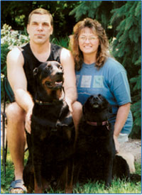Cindy & Jim with their dogs, Jacob & Abbey.