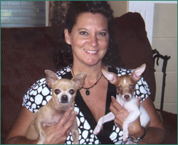 Lola, Becky, and Ringo pose for a family portrait.