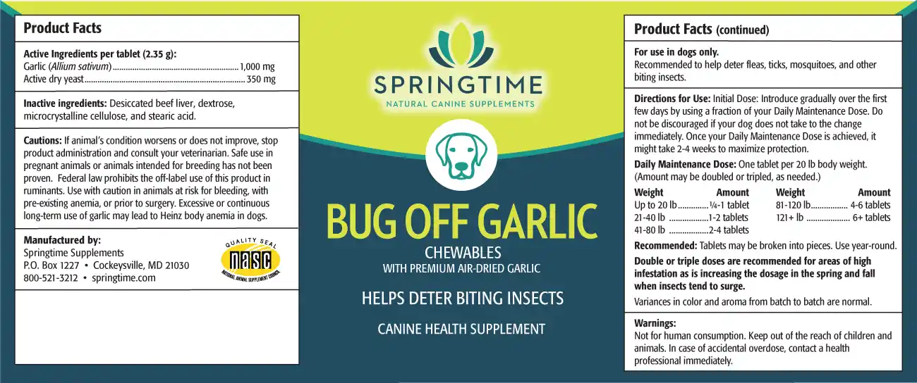 Bug Off Garlic Chewables Label