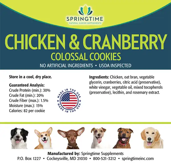 Chicken & Cranberry Colossal Cookies Label