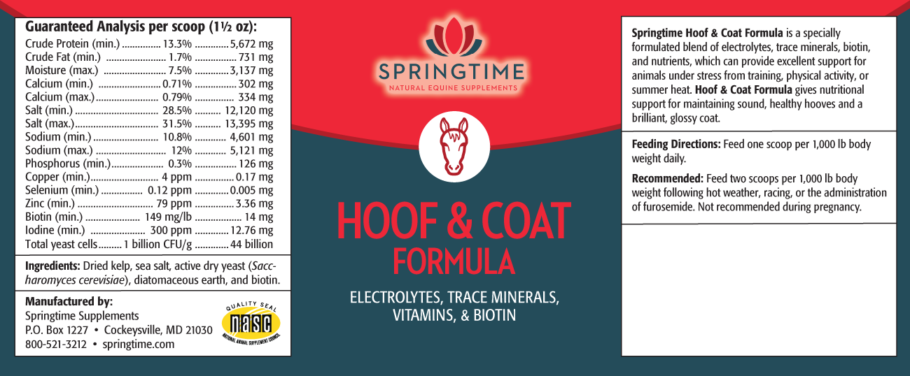 Hoof & Coat Formula Label