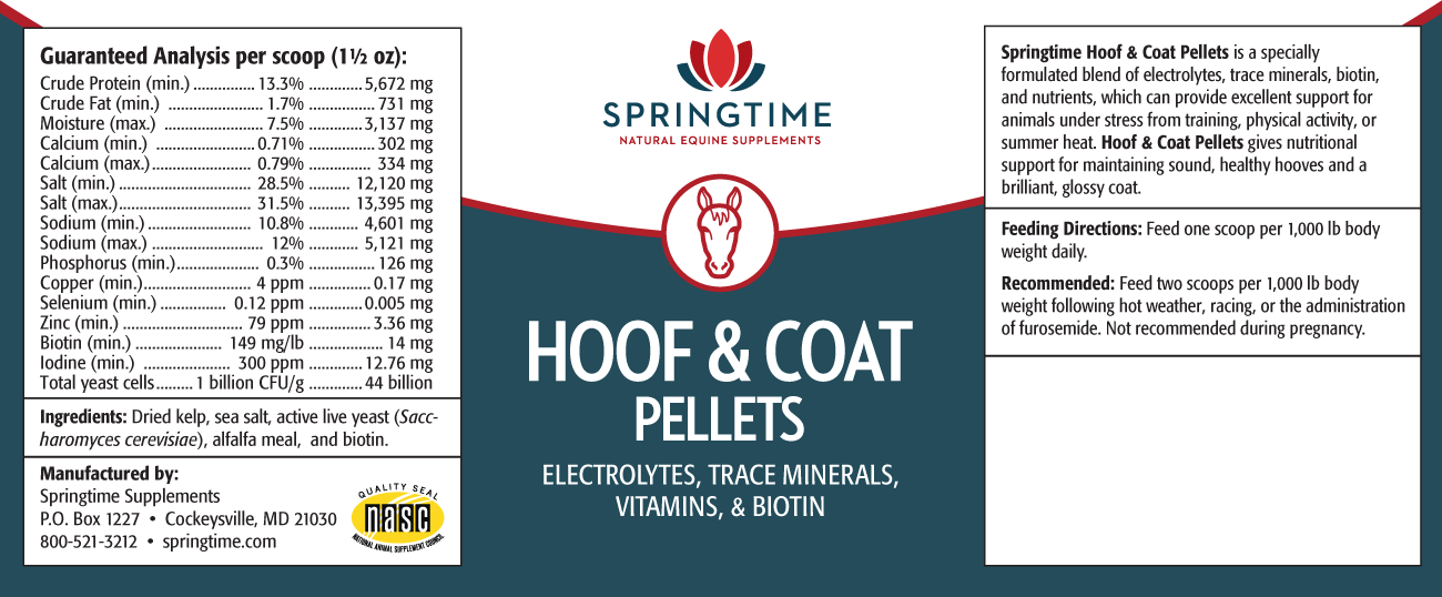 Hoof & Coat Pellets Label