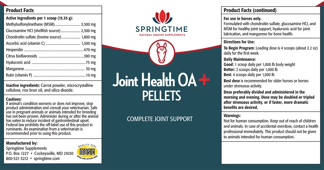 Joint Health OA + Pellets Label