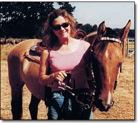 Laura with her wonderfully healthy mare, Stormy.