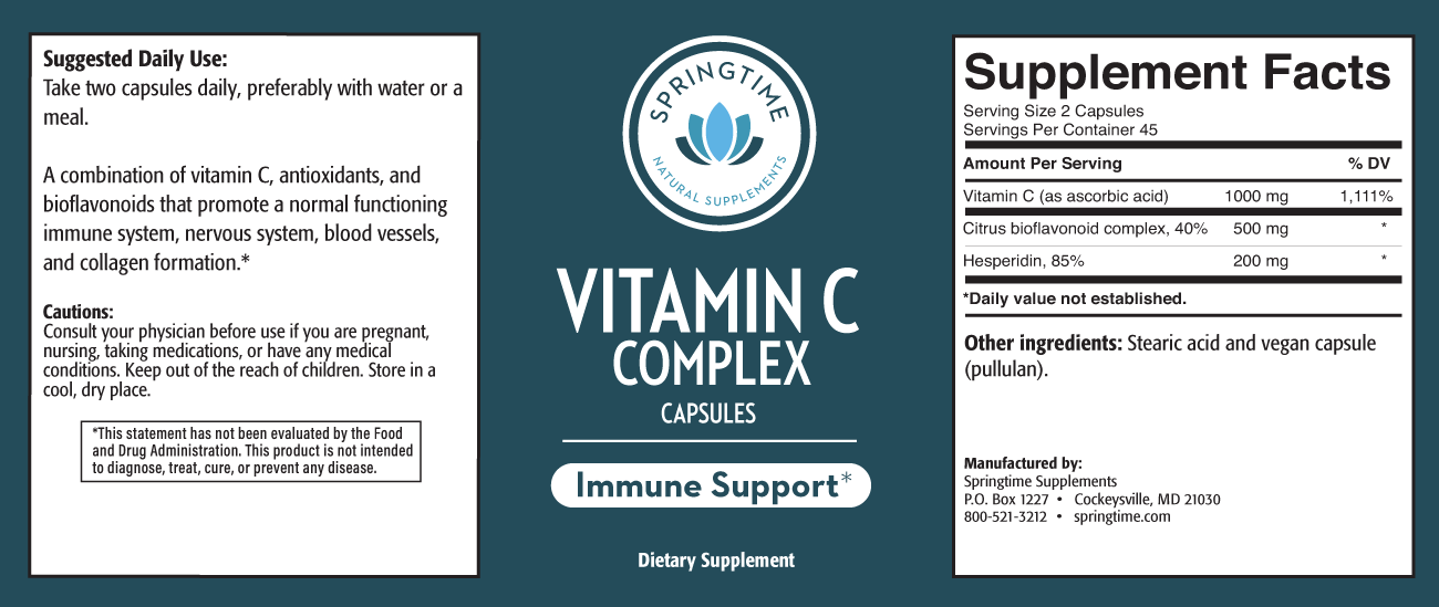 Vitamin C Complex Capsules Label